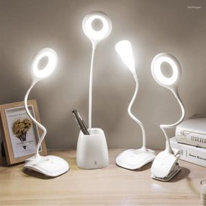 Lampes de table LED lampe de bureau clipsable veilleuse USB rechargeable 2W 360 degrés réglable gradation lecture pour chambre à coucher
