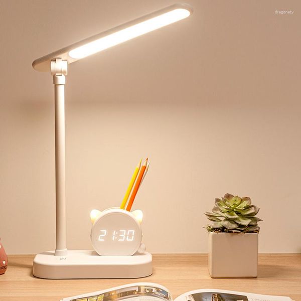 Lampes de table LED Bureau de bureau Protection oculaire apprentissage des enfants dédiés écrivant un rechargement visuel rechargeable à double usage