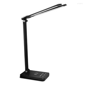Lámparas de mesa Lámpara de escritorio LED Cargador inalámbrico de doble cabeza plegable 5 modos de iluminación Luz de atenuación de mosca para la entrega de la gota en el hogar DH1RF
