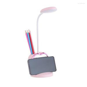 Lampes de table lampe de bureau LED pour filles rechargeable avec port de charge USB porte-stylo lumière d'apprentissage dimmable pour les yeux