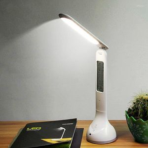 Lampes de table LED lampe de bureau lumière pliable dimmable avec calendrier température réveil atmosphère couleurs changeant livre pour enfant