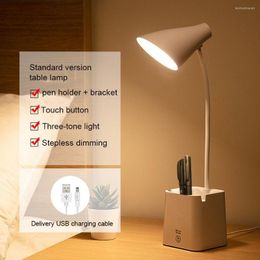 Tafellampen LED Desk Lamp Touch Stepless Dimable Reading Light Oogbescherming Studie USB Oplaadbare slaapkamer Office Lighting