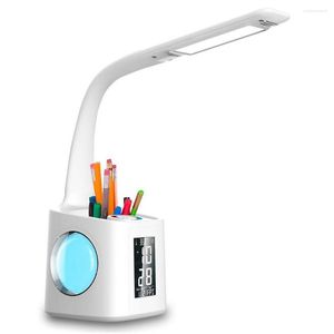 Tafellampen Led-bureaulamp Usb-oplaadpoort Scherm Kalender Kleur Nachtlampje Kinderen Dimbaar Met Pen Studiegeschenken