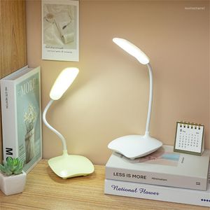Tafellampen LED -bureaulamp USB dimable touch opvouwbaar met agenda temperatuur klok nachtlampje voor studie lezen