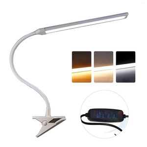 Lampes de table LED Lampe de bureau USB Flexible Col de cygne Lumière 3 Modes Réglable Clip-on Powered Eye Protection Study