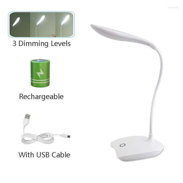 Lampes de table Led Lampe de bureau USB Powered Light Touch Gradation Portable 3 couleurs Stepless Dimmable Protection des yeux Chambre Veilleuses