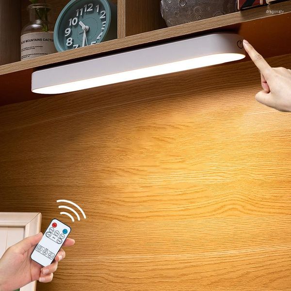 Lámparas de mesa Lámpara de escritorio LED con imán Control remoto Temporizador Gabinete Luz Táctil Regulable Colgar USB Recargable para el hogar Cocina
