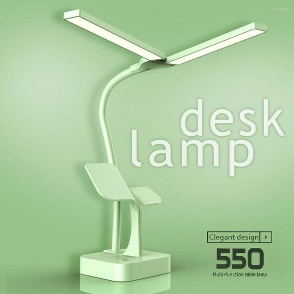 Lampes de table lampe de bureau Led avec Port de charge Usb double tête étude lumière Protection des yeux lecture contrôle tactile 12W/700LM