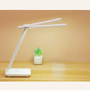 Lampes de table LED Bureau Light Double tête avec porte-stylo Téléphone Lumière de lecture de luminosité réglable pour dortoir chambre à coucher