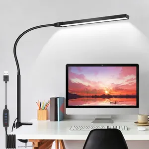 Lampes de table LED lampe de lecture de bureau 3 modes avec interrupteur lampe de protection des yeux clip sur pour le travail au lit et l'ordinateur