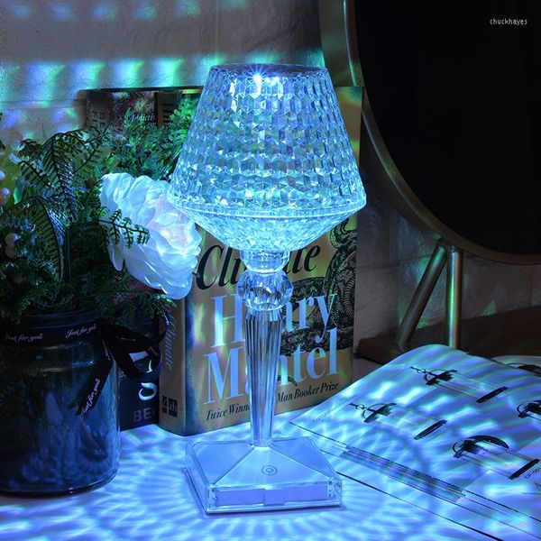 Lampes de table LED diamant tactile lampe de bureau Protection des yeux lecture cristal Projection veilleuses décoration de la maison pour chambre