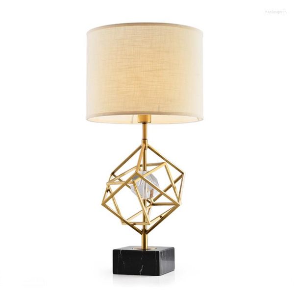 Lampes de table Led E27 Postmoderne Fer Cristal Marbre Tissu Lamp.LED Light.Table Lamp.Desk Bureau Lampe Pour Chambre
