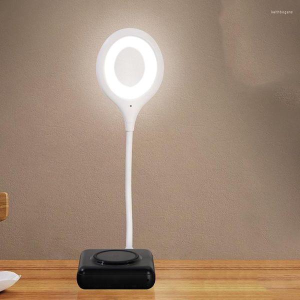 Lampes de table LED anglais commande vocale veilleuse maison intelligente lampe économie d'énergie capteur de son corporel prise Usb atmosphère