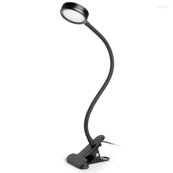 Lampes de table LED Protection des yeux Lampe de bureau Creative 360 ° Tube de col de cygne rotatif Clips Lumière Portable USB Chambre Lecture de chevet