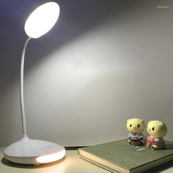 Lampes de table LED Protection des yeux Lampe de bureau Lecture (avec veilleuse) Batterie au lithium USB Charge Tactile Gradation Étudiant