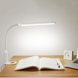 Lampes de table LED Protection des yeux Lampe de bureau USB Gradation en continu Tact Switch Type Clip pour chambre d'étudiant Décorer l'éclairage d'étude