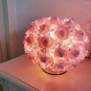 Tafellampen LED-bloemenlamp voor woonkamer Slaapkamer Modern Champagne Rood Roze Roos Licht Nachtkastje Thuis Bruiloft Decoratie