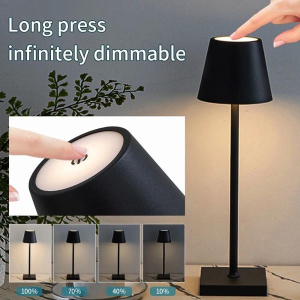 Lampes de table LED pour la pièce rechargeable de la lampe de bureau sans fil de bureau Light Lightproof Touch Touch Bedside Bedroom Bar