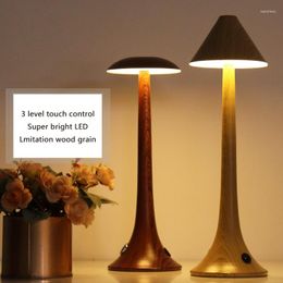 Lampes de table LED fer Art grain de bois atmosphère mode lampe de bureau tactile gradation Protection des yeux pour salon chambre barre lumineuse