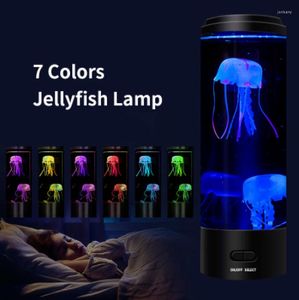 Lámparas de mesa Lámpara de medusas Led USB / Control remoto Luz nocturna Tanque que cambia de color Acuario Regalo para niños Sueño