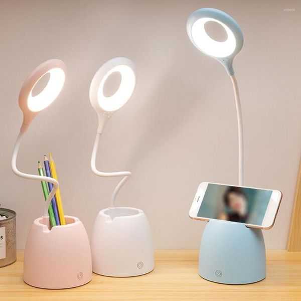 Lampes de table lampe à LED charge Plug-in double usage trois couleurs température réglable porte-stylo liseuse apprentissage pour enfant