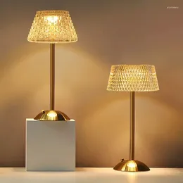 Tafellampen LED-lamp Kristal Nachtkastje Dimmen Touch Draadloos nachtlampje voor restaurant Bar El Wedding Decor Creatieve geschenken