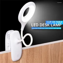 Lampes de table Lampe LED Chambre Décor Bureau Lumière Tactile Clip Étude Flexible Col De Cygne Bureau USB Rechargeable Enfants Cadeau