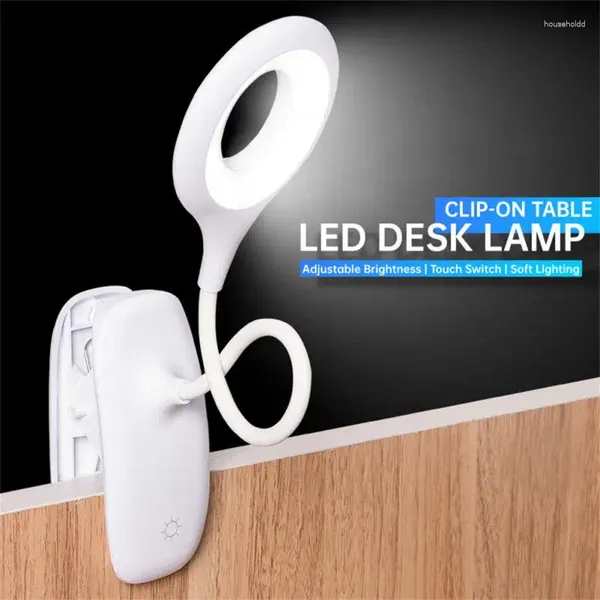 Lámparas de mesa Lámpara LED Decoración de la habitación Luz de escritorio Clip táctil Estudio Cuello de cisne flexible Escritorio USB Recargable Regalo para niños