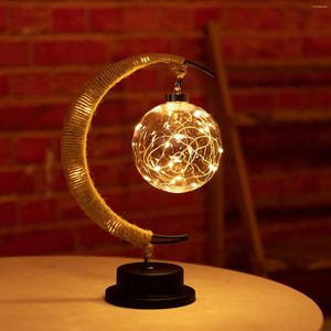 Tafellampen LED LAMP TROOP SLEUTEL Iron Moon Ball Decoratief bedacht Nacht voor kinderen Holiday Party Cadeau