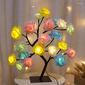 Lampes de table lampe à LED Rose fleur arbre USB veilleuse décoration de noël cadeau pour enfants chambre bureau à domicile