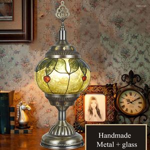 Lampes de table lampe à LED turc mosaïque Art fait à la main bureau lumières décoratives Vintage vitrail chambre table de chevet veilleuse