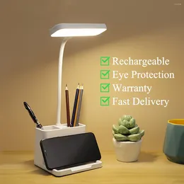 Lampes de table lampe à LED USB Dimmable tactile pliable porte-stylo téléphone portable veilleuse apprentissage lecture