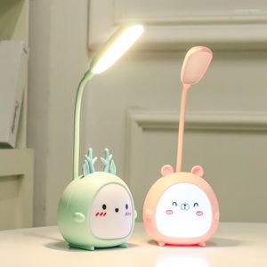 Lampes de table Lampe LED USB rechargeable enfants bureau lumière trois vitesses gradation lecture protection des yeux chambre dessins animés éclairage de nuit