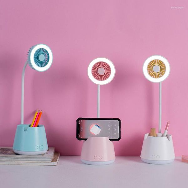 Lampes de table LED Mini lampe porte-stylo ventilateur multifonctionnel bureau USB rechargeable veilleuse chambre mignon chambre décor luminaires