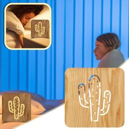 Lampes de table Led Motion Glow Strip Lights Motif mignon Produits en bois massif Cadeaux décoratifs créatifs Night Light Rechargeable