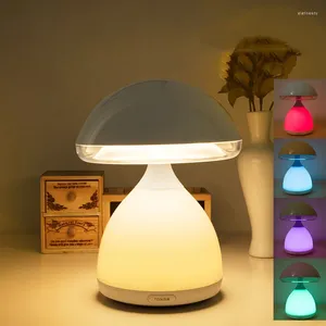 Lampes de table LED champignon petite lampe portable USB charge dimmable fleur bourgeon chambre chevet