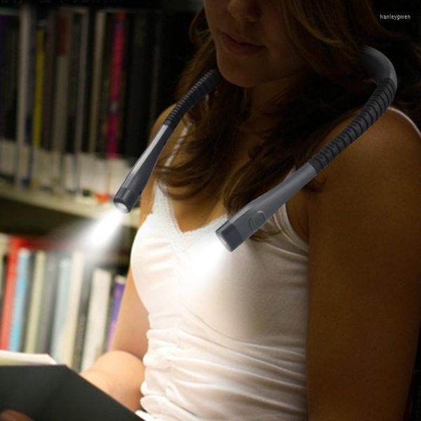 Lámparas de mesa, luz LED de lectura para el cuello, libro para la cama por la noche, atenuación continua, brazo flexible, recargable, de larga duración