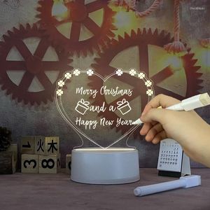 Lampes de table LED Night Light Acrylique Note Board avec stylo USB Power Decor Lamp Gift For Children Girlfriend Decorative