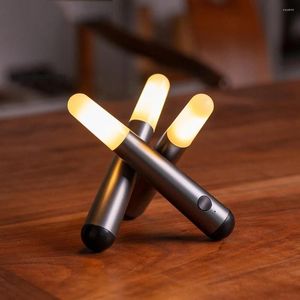 Tafellampen Led Nachtlampje Voor Slaapkamer Camping Lamp Bar Desktop Sfeer Oplaadbare Knop Schakelaar Draaibaar