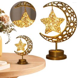 Lampes de table LED Night Light Metal Star Moon Battery Fonctionne Eid Moubarak Couple Ramadan Décoration
