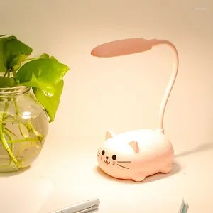 Lámparas de mesa LED Luz nocturna Mini animales lindos USB Recarga Protección ocular para niños Escritorio creativo Adorno de escritorio