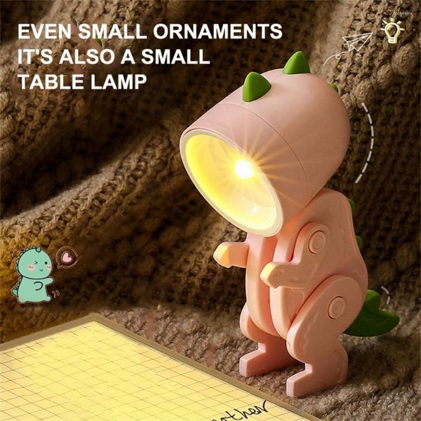 Lámparas de mesa LED Luz de noche Mini mascota Lámpara linda Dinosaurio Hogar Adorno de escritorio Decoración de la habitación Dibujos animados plegable