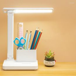Tafellampen LED Draagbare opvouwbare lamp USB Oplaadtype Vouw Bureau Energie Saving Oplaadbare penhouder Dimpelbaar leeslicht