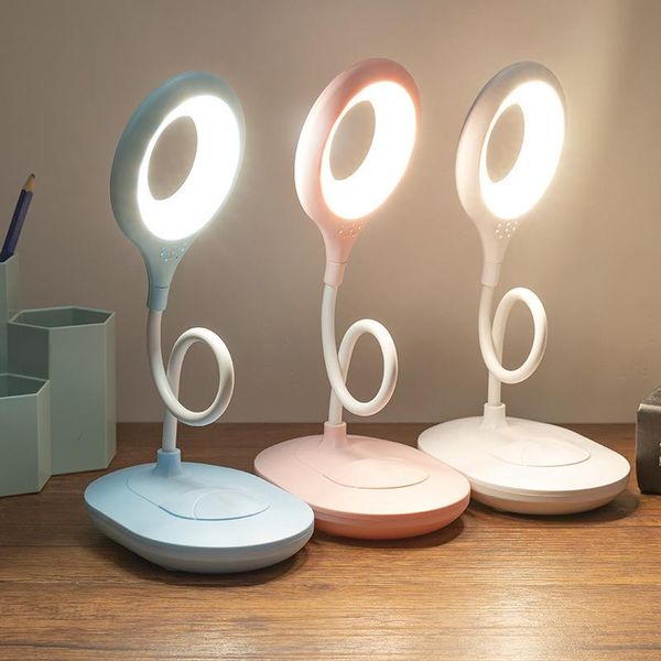 Lámparas de mesa LED Portátil Multifuncional USB Flexo Anillo Lámpara Dormitorio Estudio Lectura Libro Luces nocturnas Protección ocular Escritorio PC Computadora portátil Iluminación