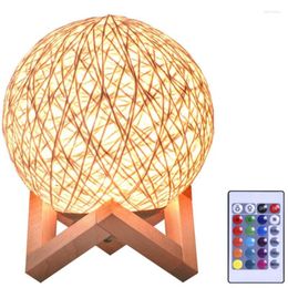 Tafellampen LED Rattan Ball Fix Dimable 3D Light Night Lamp Moon Light Slaapkamer Lampu Tidur Bilik Retail