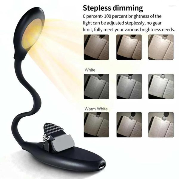 Lámparas de mesa Luz de libro de lectura LED con manguera flexible Lámpara de escritorio magnética 3000K-5500K-4500K Soporte ajustable Atenuación continua