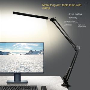 Lámparas de mesa Lámpara de lectura LED Protección para los ojos Dormitorio de estudiantes Manicura Mesita de noche USB Belleza Brazo largo Clip plegable Escritorio de luz