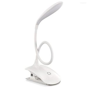 Tafellampen LED Leeslicht Boek Oogbescherming USB Oplaadbare flexibele lamp met clipaanraakregeling