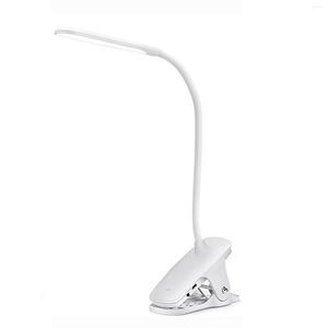 Tafellampen LED -leeslicht met clip 12leds Oplaadbare bureau flexibele nekaanraakbediening bedbedekking bedlamp 3 kleur x helderheid