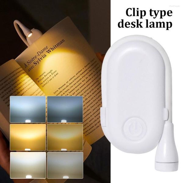 Lámparas de mesa Luces de lectura LED Brillo Luz de libro recargable Clip de protección ocular flexible Lámpara de escritorio de estudio con clip Mini